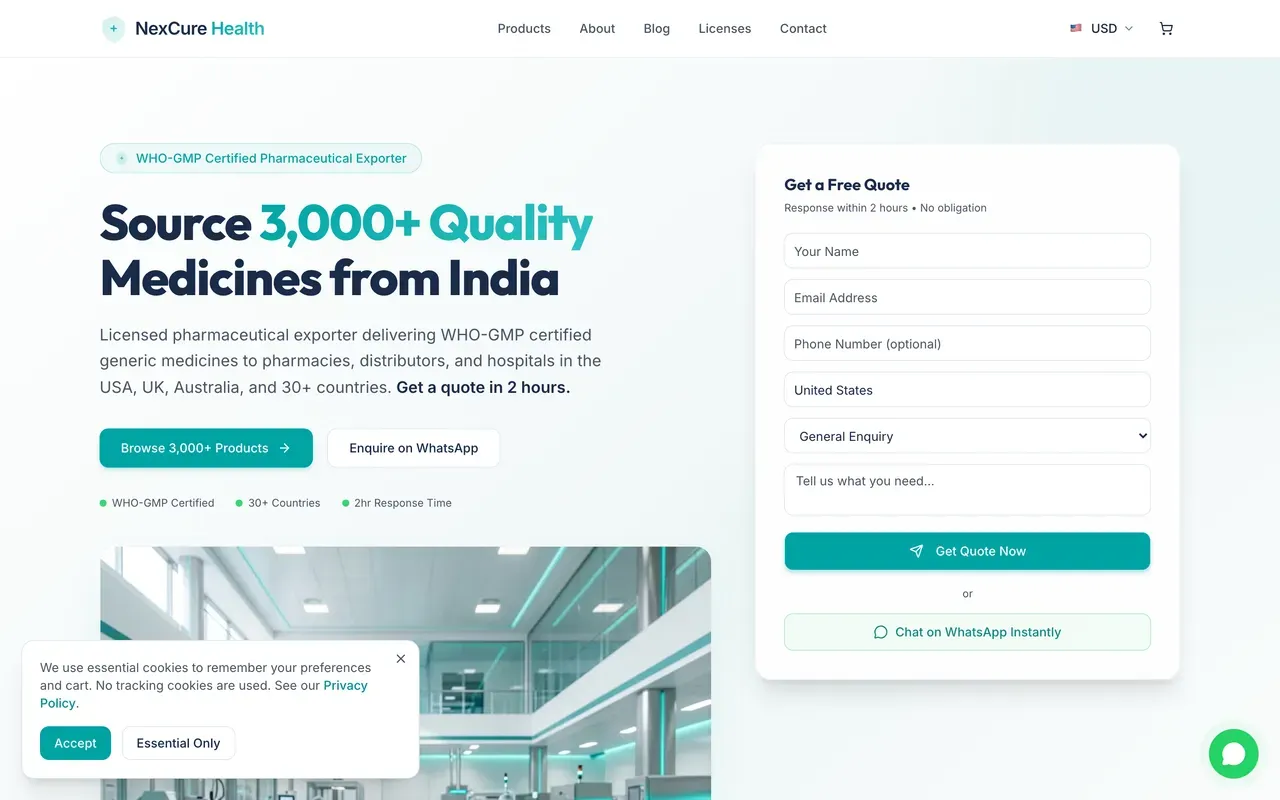 NexCure Health website